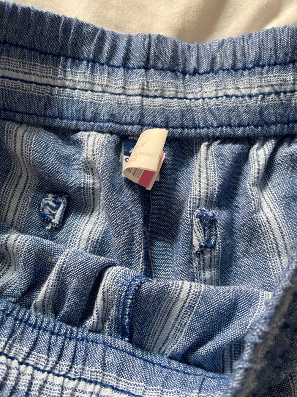 Old Navy Blue and White Vertical-Stripe Wide Leg Linen-Blend Pull On Pants - Picture 6 of 8